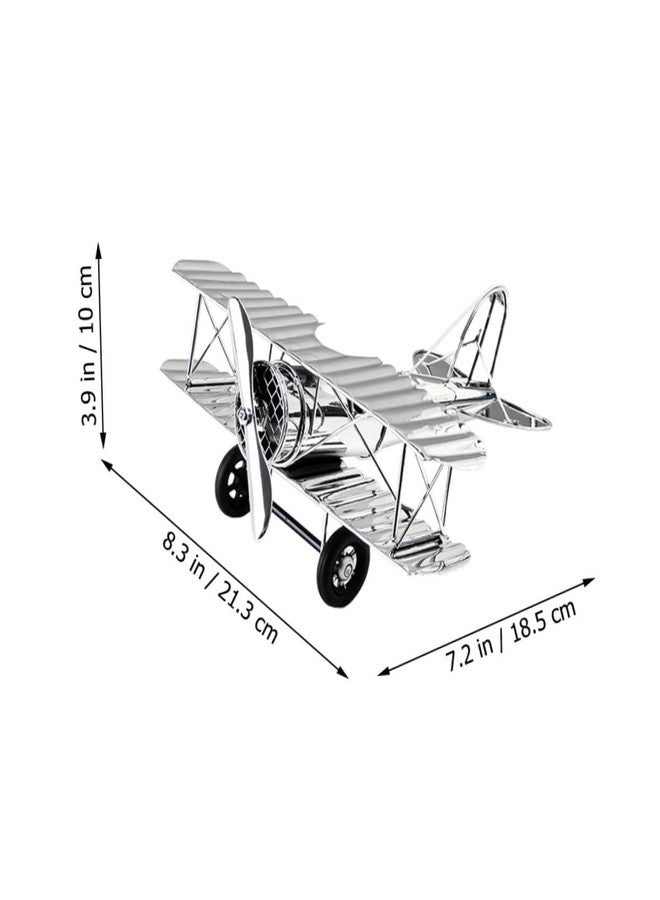 TOPPERFUN Retro Airplane Model, 8.37x7.27x3.9in Large Metal Airplane Ornaments, 3D Glider Biplane for Office Bedroom Home Desktop Decoration - Image 2